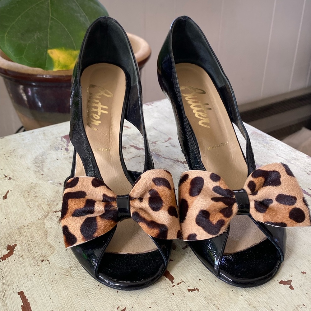 BUTTER cheetah bow heels - made in Italy